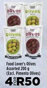 Food Lover's Olives Assorted (Excl. Pimento Olives)-For 4 x 200g