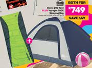 Camp Master Dome 200 Tent Plus Voyager 200E Sleeping Bag-For Both