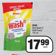 Spar Dish Wash It Refill Pouch-750ml Each