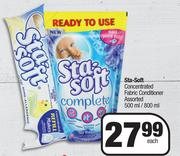 Sta Soft Concentrated Fabric Conditioner Assorted-500ml/800ml Each
