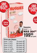 Huggies Gold Nappies Value Pack Sizes 1-5-Per Pack