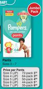 Pampers Pants Jumbo Pack Sizes 3-7-For 2 Per Pack