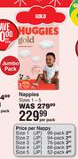 Huggies Gold Nappies Jumbo Pack Sizes 1-5-Per Pack