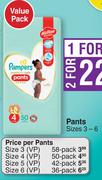 Pampers Pants Value Pack Sizes 3-6-For 2 Per Pack