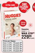Huggies Extra Care Nappies Value Pack Sizes 1-5-Per Pack