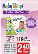 Baby Things Nappies 50 Pack Sizes 1-4-Per Pack