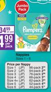 Pampers Nappies Jumbo Pack Sizes 1-6-For 1 Per Pack