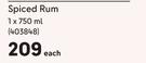 Bacardi Spiced Rum-750ml Each
