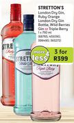 Stretton's London Dry Gin,Ruby Orange London Dry Gin Bottle,Wild Berries Gin Or Triple Berry-3x750ml