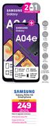 2 x Samsung Galaxy A04e 4G Smartphone-On Red Flexi 130 + On Promo 70