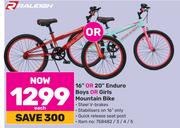 Raleigh 16" Or 20" Enduro Boys Or Girls Mountain Bike-Each