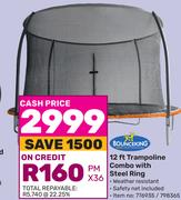 Bounceking 12 Ft Trampoline Combo With Steel Ring