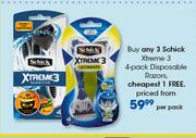 Schick Xtreme 3 4 Pack Disposable Razors-Per Pack