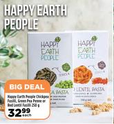 Happy Earth People Chickpea Fusilli, Green Pea Penne Or Red Lentil Fusilli-250g Each