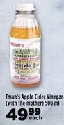 Tman's Apple Cider Vinegar (with The Mother)-500ml Each