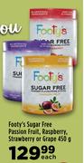 Footy's Sugar Free Passion Fruit, Raspberry, Strawberry Or Grape-450g Each
