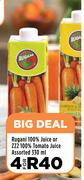 Rugani 100% Juice Or ZZ2 100% Tomato Juice Assorted-For 4 x 330ml