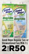 Good Hope Regular Soy Or Unsweetened Soy Milk-For 2 x 1L