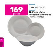 Mainstays 12-Piece White Porcelain Dinner Set-Per Set