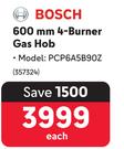Bosch 600mm 4 Burner Gas Hob PCP6AB90Z