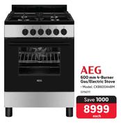 AEG 600mm 4 Burner Gas/Electric Stove CKB600A4BM