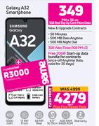 2 x Samsung Galaxy A32 Smartphone-On 1GB Red Top Up Core More Data