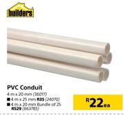 Builders PVC Conduit 4m x 20mm Bundle Of 25