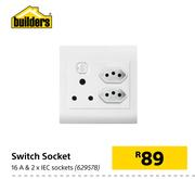 Builders Switch Socket 16A & 2 x IEC Sockets