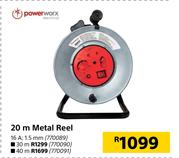 Power Worx 40m Metal Reel 16A, 1.5mm