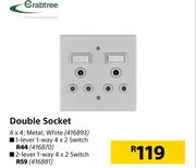 Crabtree Double Socket 2 Lever 1 Way 4 x 2 Switch