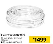 Flat Twin 1.5nn White Earth Wire 100m Roll