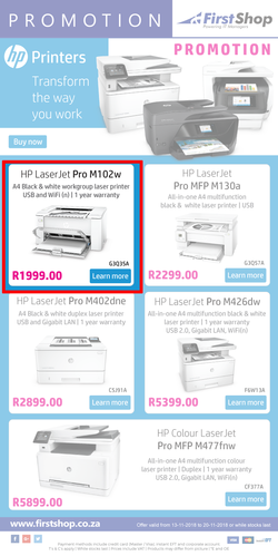 First Shop : HP Printer Promo (13 Nov - 20 Nov 2018), page 1