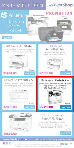 First Shop : HP Printer Promo (13 Nov - 20 Nov 2018), page 1