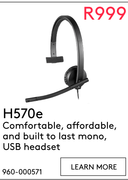 Logitech H570e Mono USB Headset 960-000571