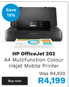 HP Officejet 202 A4 Multifunction Colour Inkjet Mobile Printer