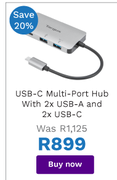 Targus USB-C Multi-Port Hub With 2x USB-A And 2xUSB-C
