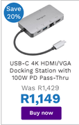 Targus USB-C 4K HDMI/VGA Docking Station With 100W PD Pass-Thru
