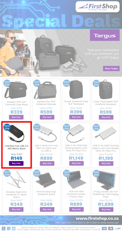 First Shop : Targus Promo (11 November - 18 November 2021), page 1
