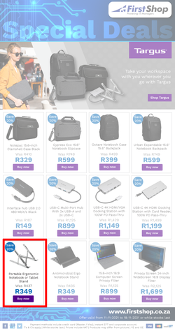 First Shop : Targus Promo (11 November - 18 November 2021), page 1
