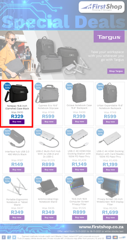 First Shop : Targus Promo (11 November - 18 November 2021), page 1