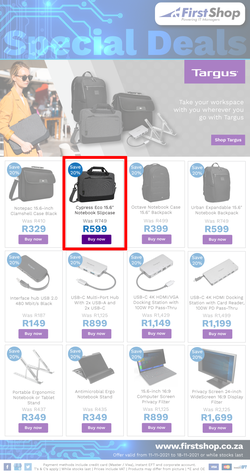 First Shop : Targus Promo (11 November - 18 November 2021), page 1