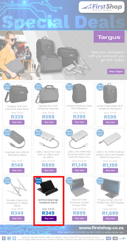 First Shop : Targus Promo (11 November - 18 November 2021), page 1