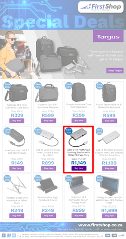 First Shop : Targus Promo (11 November - 18 November 2021), page 1