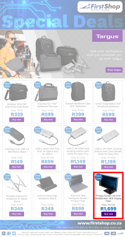 First Shop : Targus Promo (11 November - 18 November 2021), page 1
