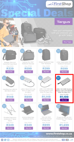 First Shop : Targus Promo (11 November - 18 November 2021), page 1