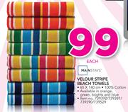 Mainstays Velour Stripe Beach Towels-Each