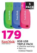 SanDisk 8GB USB Triple Pack-3 Per Pack