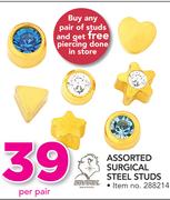 Assorted Surgical Steel Studs-Per pair