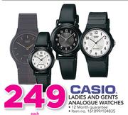 Casio Ladies And Gents Analogue Watches-Each
