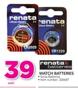 Renata Watch Batteries-Each